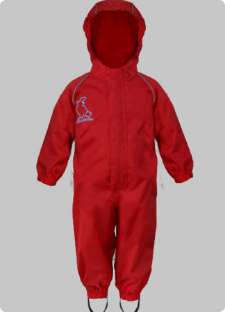 muddlarks® all-in-one kids one piece waterproof suit in red