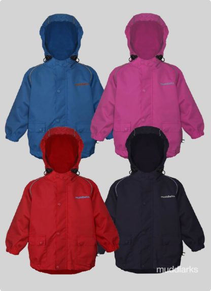 muddlarks® lark jacket colour range, blue, pink, green, red, navy