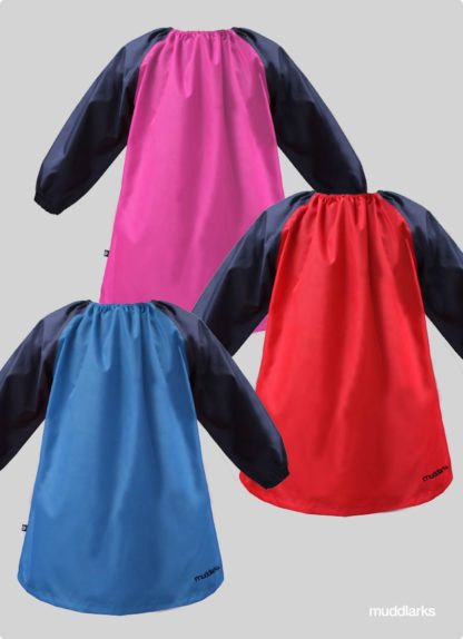muddlarks® smock colour range red, pink, blue